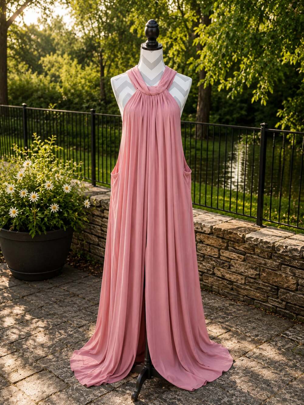 1.STATE Pink Halter Neck Wide-Leg Jumpsuit